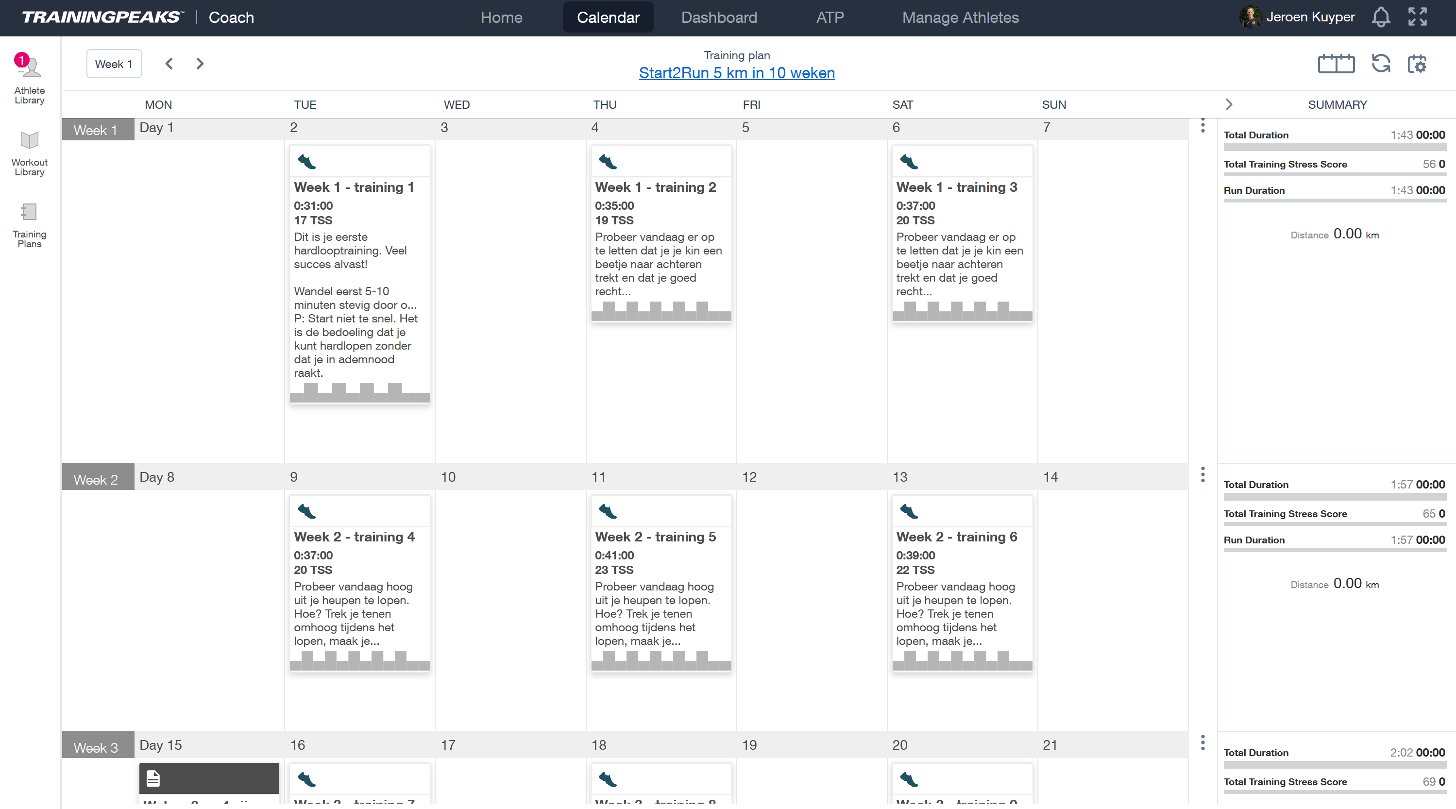 TrainingPeaks Hardloopschema 5 km voor beginners